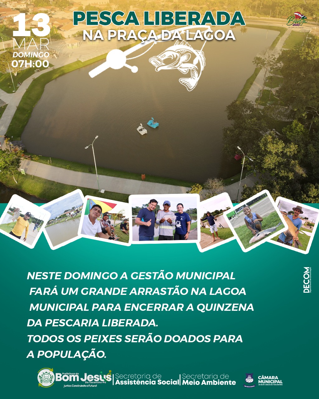 Pesca liberada na Praça da Lagoa - Prefeitura Municipal de Bom Jesus do  Tocantins | Gestão 2021-2024