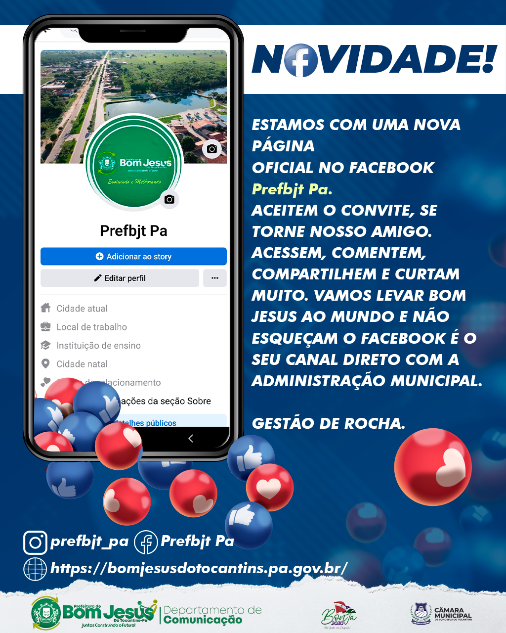 Nova Página no Facebook - Prefeitura Municipal de Bom Jesus do Tocantins |  Gestão 2021-2024